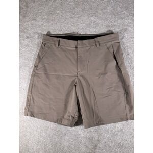 NOBULL Men's 9" Golf Tour Short - Size 34R - Brown Chino Stretch Athletic Preppy